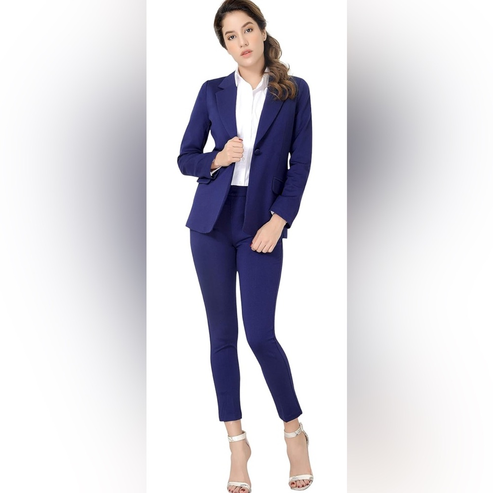 Mary Crafts Women’s Navy Blue Pant Suit – Size 10